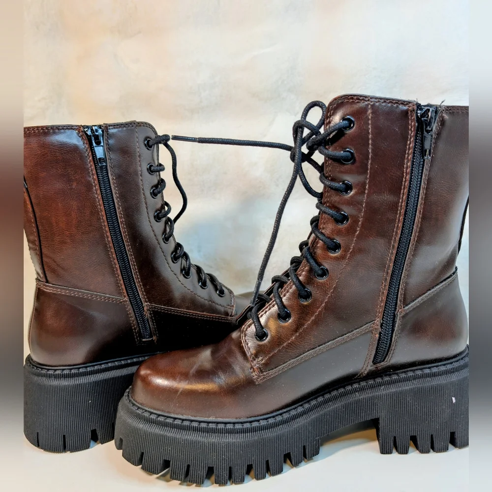 Madden Girl Kknight Combat Boots – Brown Rub – Size 6.5M (New in Box) - Picture 5 of 12